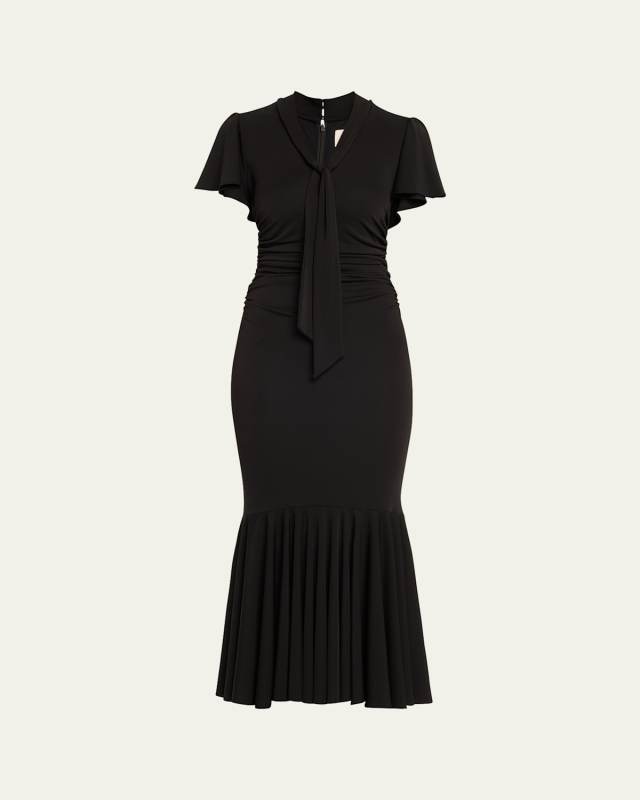 Hertha Tie-Neck Midi Dress